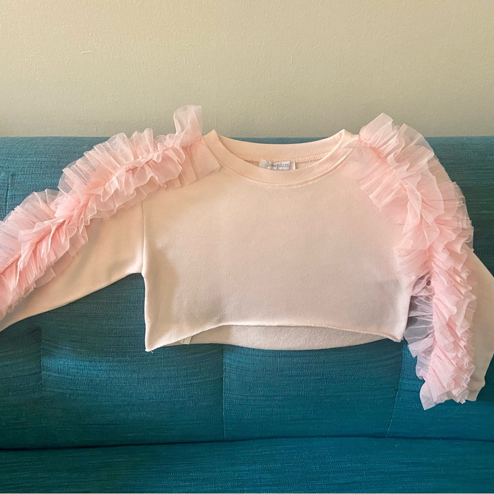 iloveplum Pink Ruffle Sleeve Girls’ Dance Top